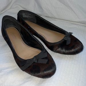 Simply Vera - Vera Wang Leather Fur Leopard Hair Ballet Flats Shoes Size 8.5